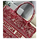 CD Unisex Medium Book Tote Burgundy Toile De Jouy Stripes Embroidery