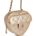CC In Love Heart Clutch with Chain Gold Lambskin Light Gold