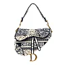 CHRISTIAN D Canvas Embroidered Around the World Saddle Bag Blue