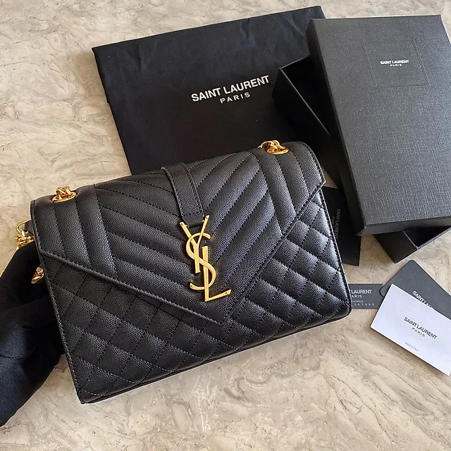 Y Envelope Medium Bag In Mix Matelasse Grain De Poudre Embossed Leather