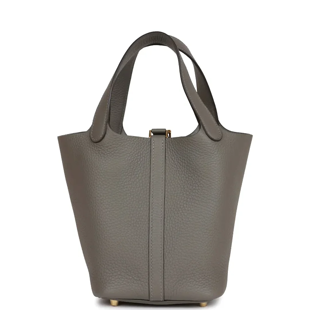 H Picotin Lock 18 Gris Meyer Clemence Gold Hardware