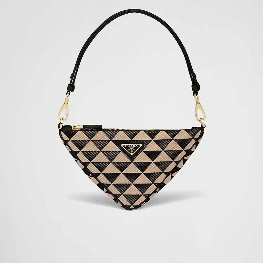 PP Embroidered fabric mini-bag – Black/Beige
