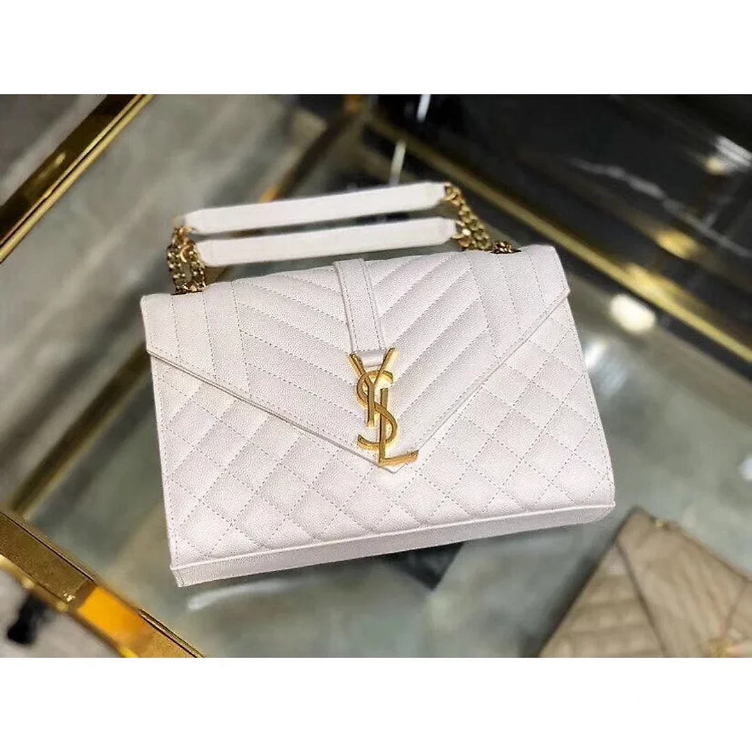 Y ENVELOPE MEDIUM BAG IN MIX MATELASS�� GRAIN DE POUDRE EMBOSSED LEATHER