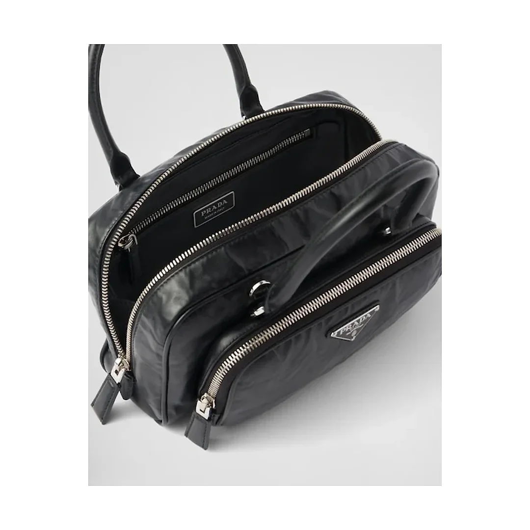 PP Antique nappa leather multi-pocket top-handle bag – Black