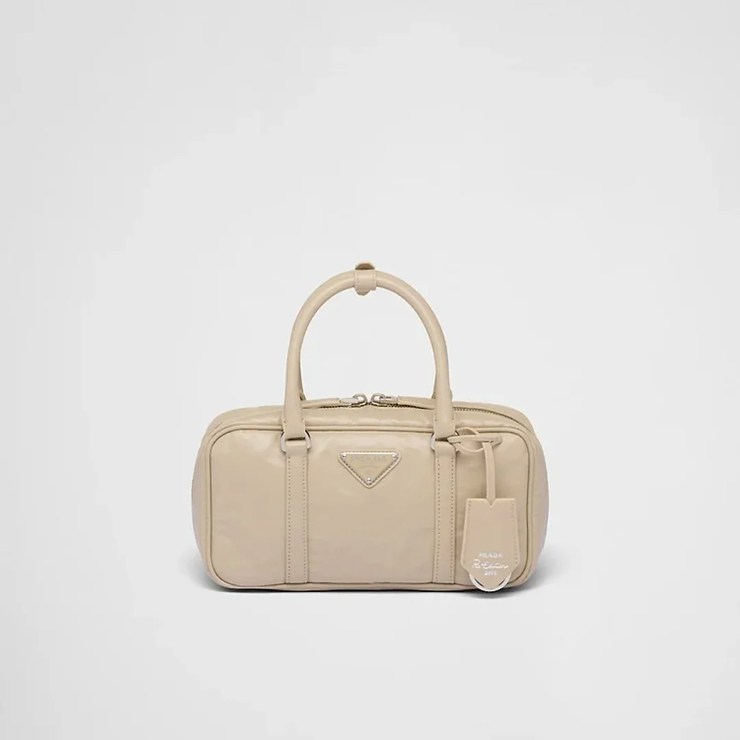 PP Small antique nappa leather top handle bag – Desert Beige