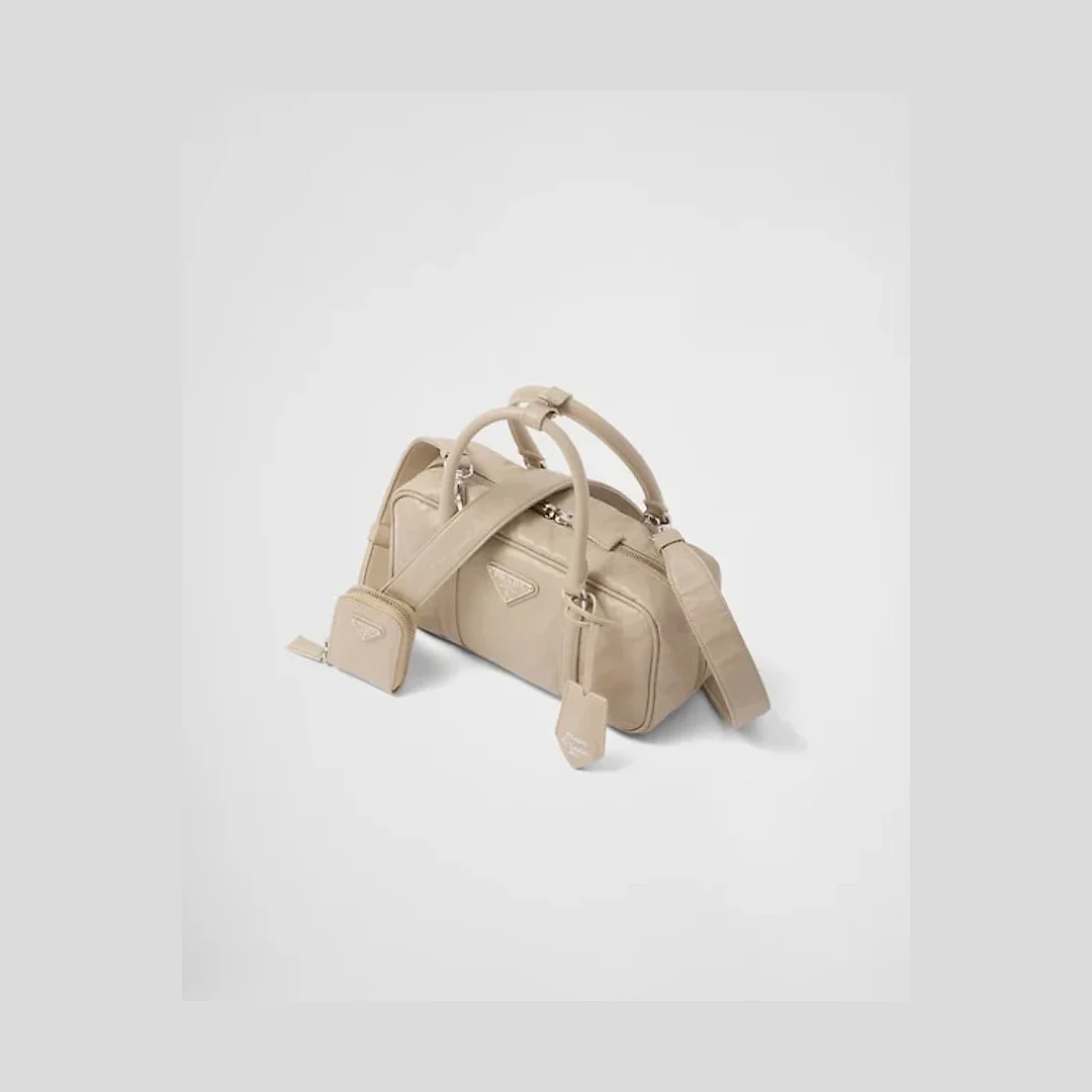 PP Small antique nappa leather top handle bag – Desert Beige