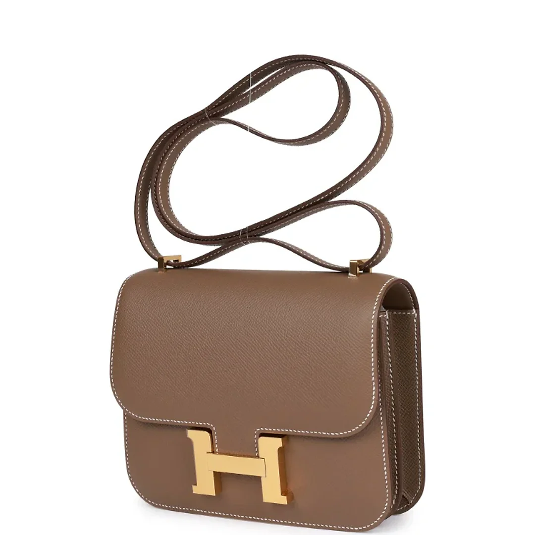 H Constance 18 Etoupe Epsom Gold Hardware
