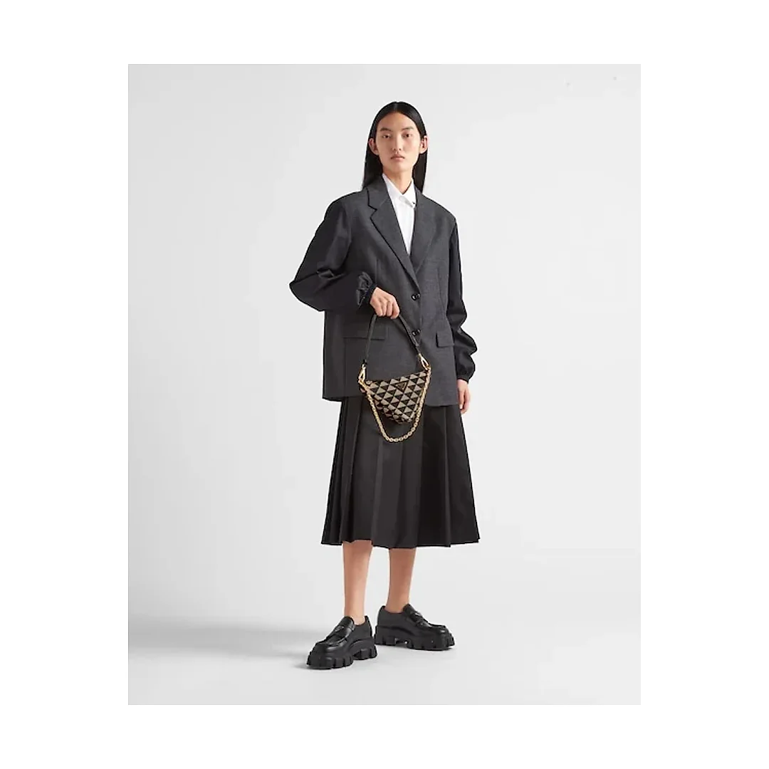 PP Embroidered fabric mini-bag – Black/Beige