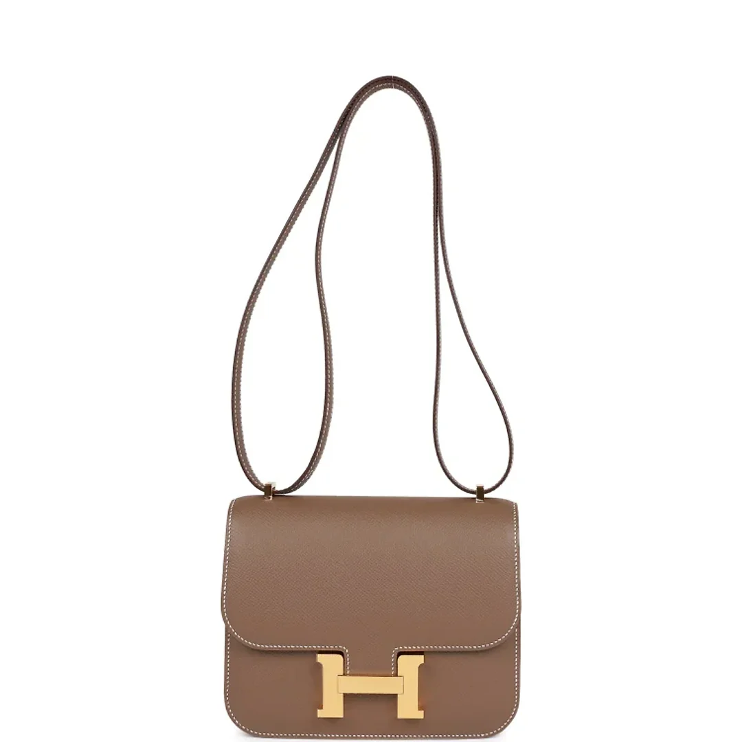 H Constance 18 Etoupe Epsom Gold Hardware