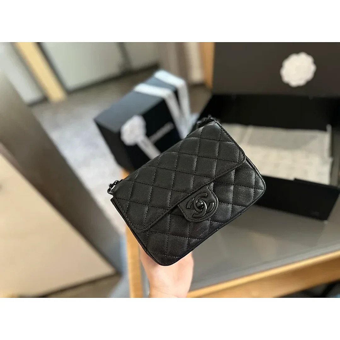 CC new arrival black caviar leather CF bag