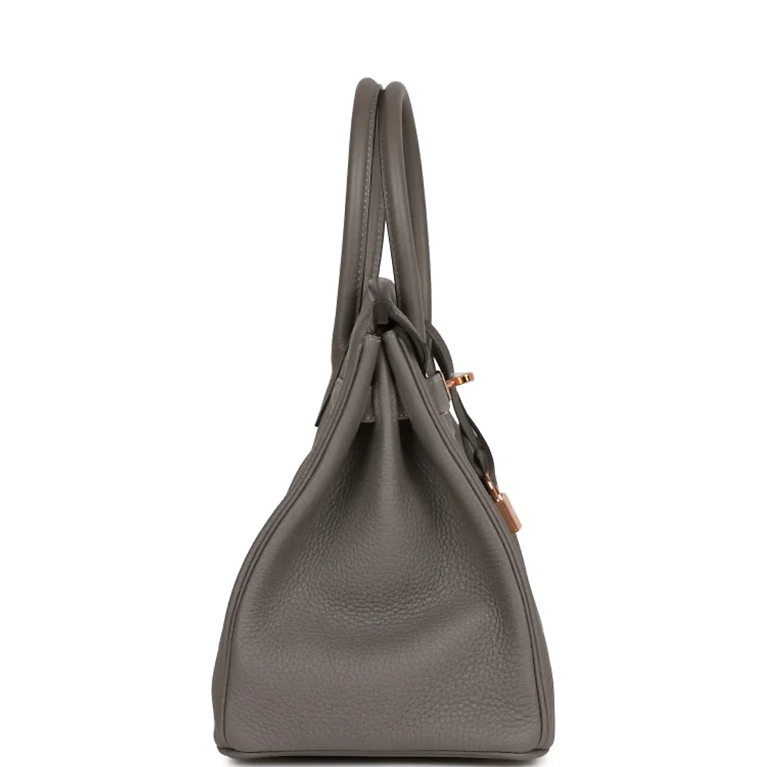 H Birkin 30 Gris Meyer Togo Rose Gold Hardware