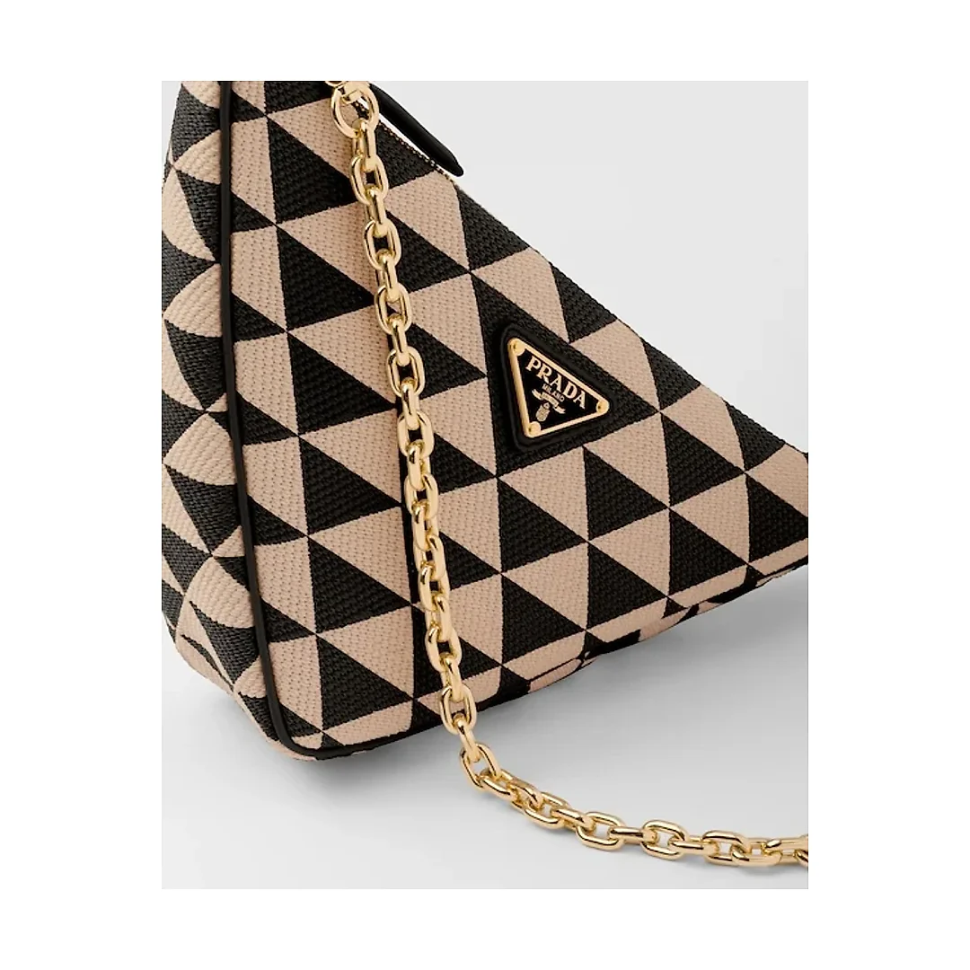 PP Embroidered fabric mini-bag – Black/Beige