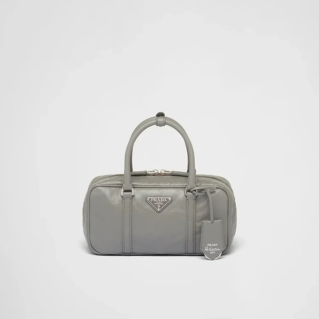 PP Small antique nappa leather top handle bag – Slate Gray