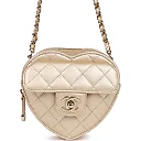 CC In Love Heart Clutch with Chain Gold Lambskin Light Gold