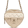 CC In Love Heart Clutch with Chain Gold Lambskin Light Gold