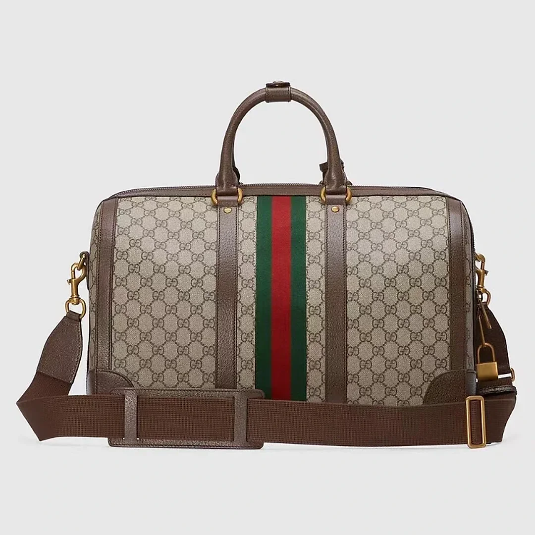 GG Savoy Small Duffle Bag Beige and Ebony GG Supreme Canvas 724262
