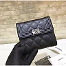 cc CO-CO Boy Flap Card Holder 11cm/4.3in Silver Hardware For Women Black