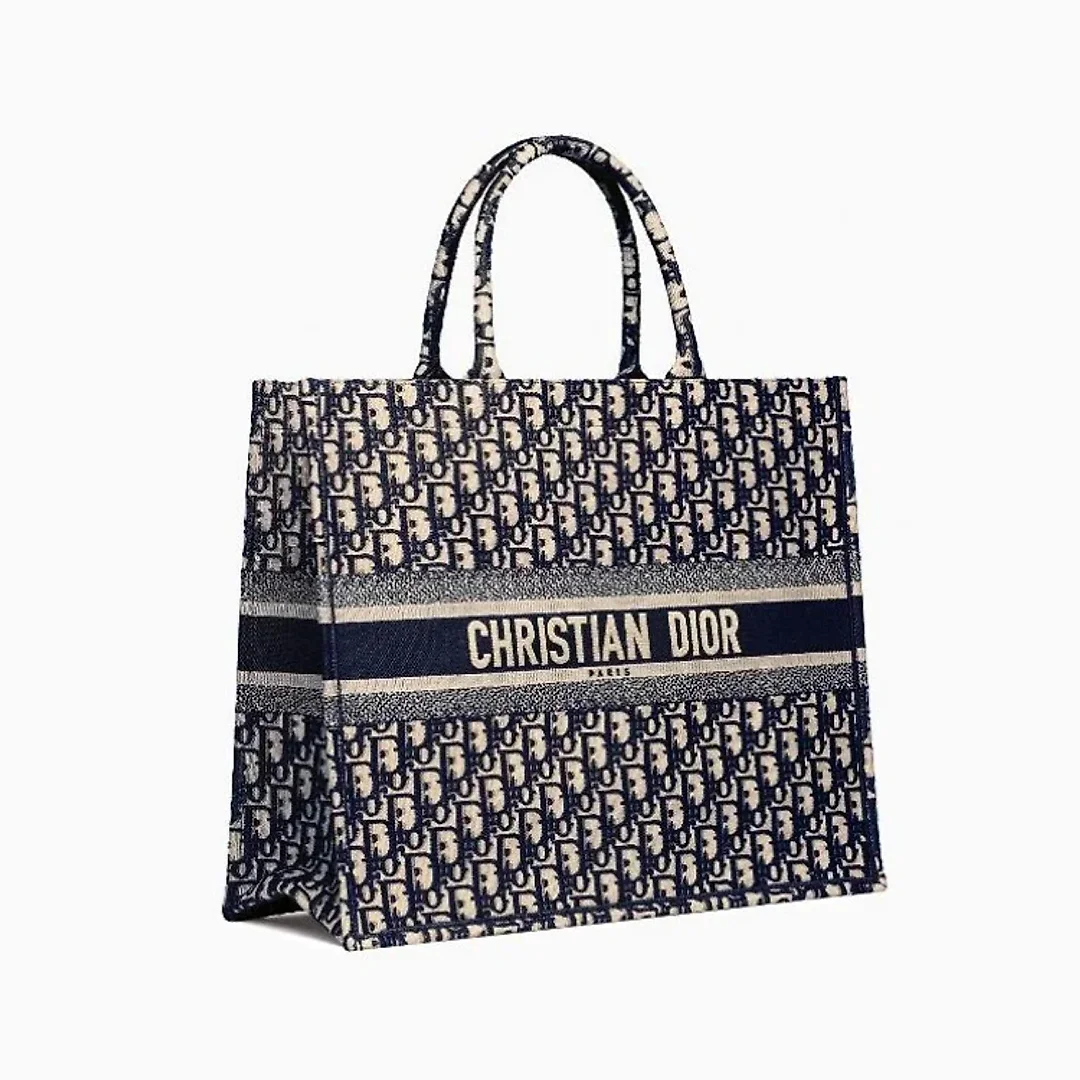 D Book Tote Bag In Blue Oblique Canvas