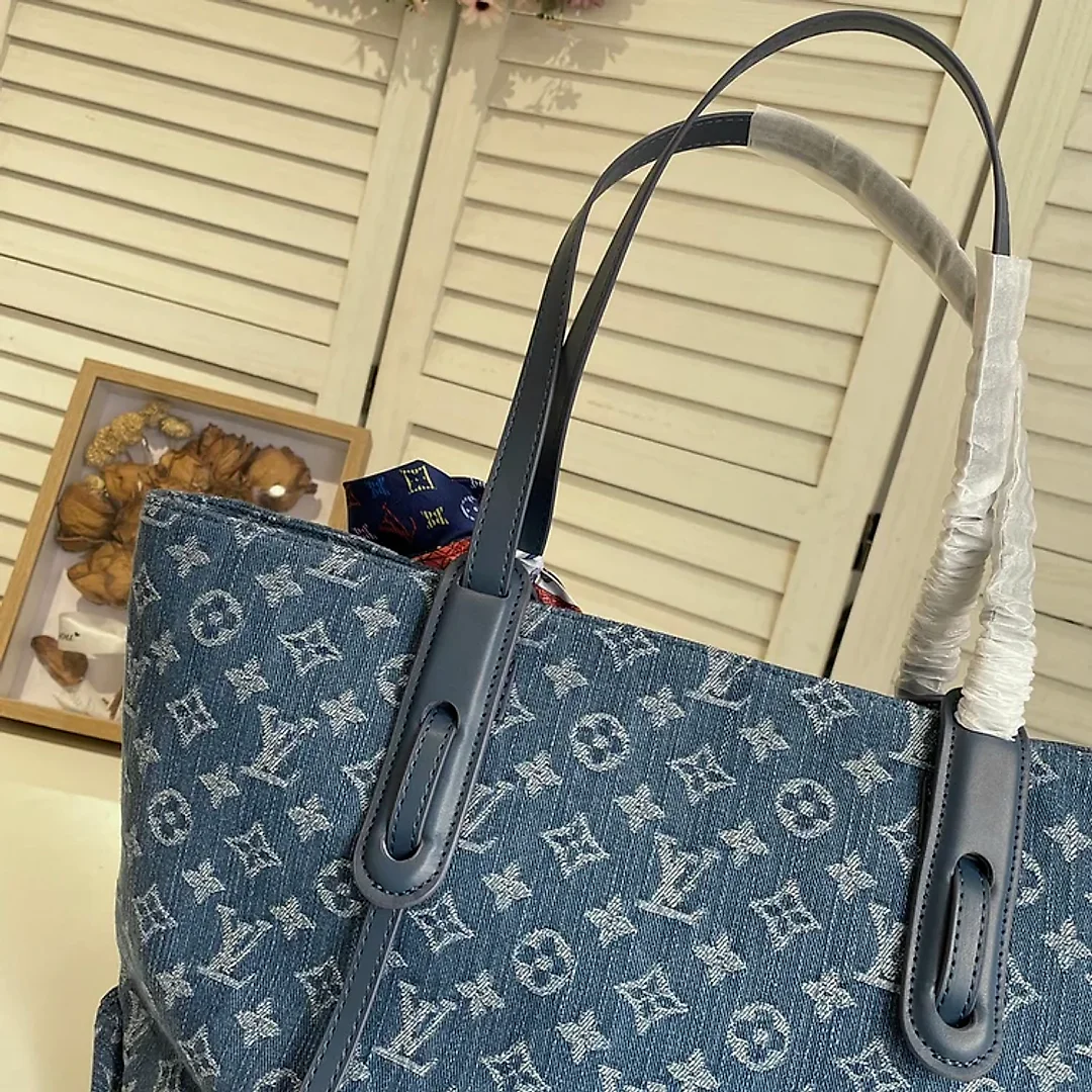 Louis new arrival denim neverfull bag size: 46*28*15 cm