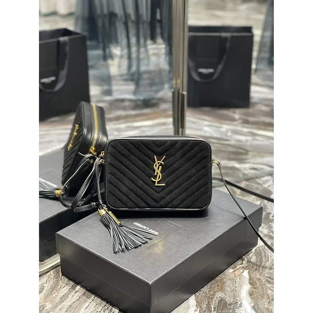 Y Lou Camera Bag Black With Gold Hardware
