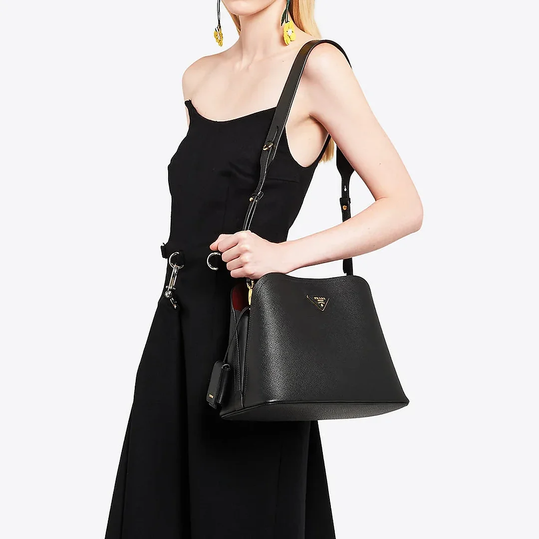 PP Saffiano Leather PP Matin��e Bag in Black