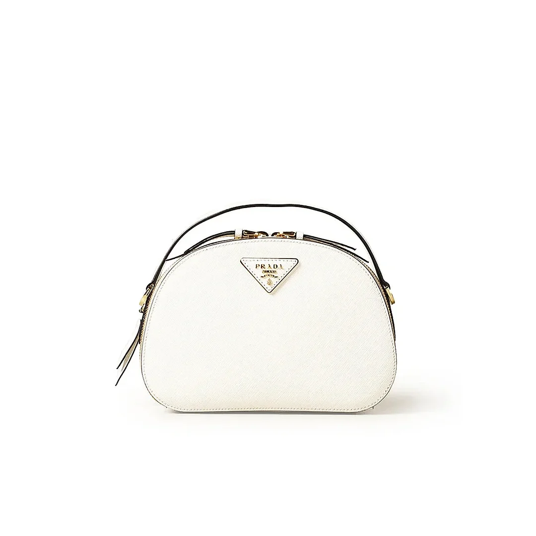 PP Saffiano Leather Odette Bag in White