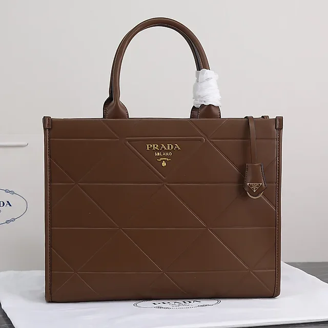 PP big size leather Symbole bag with topstitching