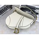 CHRISTIAN D Grained Calfskin Saddle Bag White