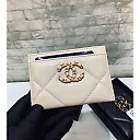 cc CO-CO 19 Card Holder Wallet 11cm/4.3in Gold Toned Hardware For Women Beige