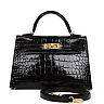 H Kelly Sellier 20 Black Shiny Alligator Gold Hardware