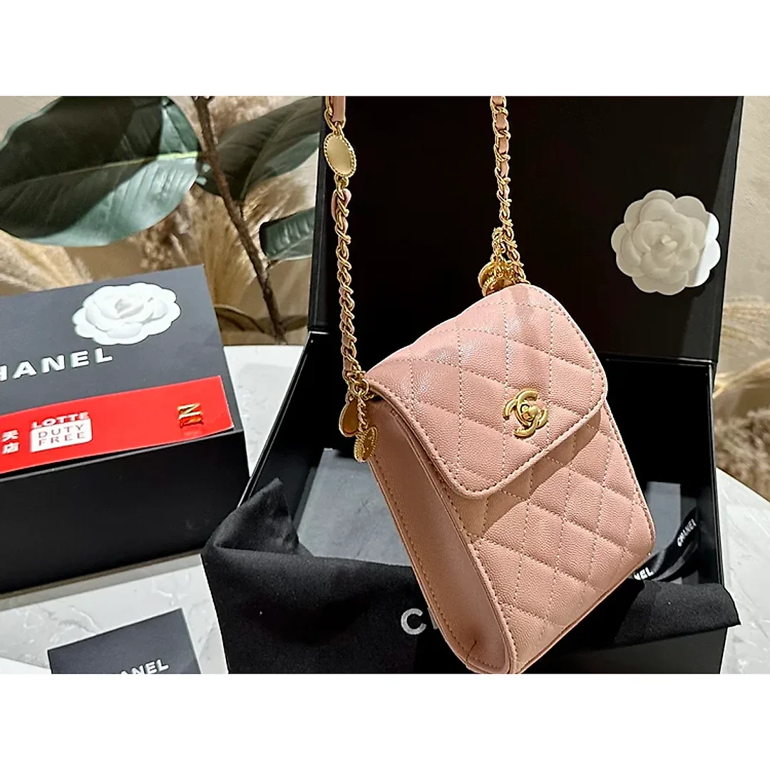 CC new arrival caviar leather phone bag size: 12*16 cm