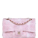 CC Medium Classic Double Flap Bag Rose Sakura Tweed Light Gold Hardware