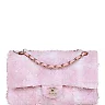 CC Medium Classic Double Flap Bag Rose Sakura Tweed Light Gold Hardware