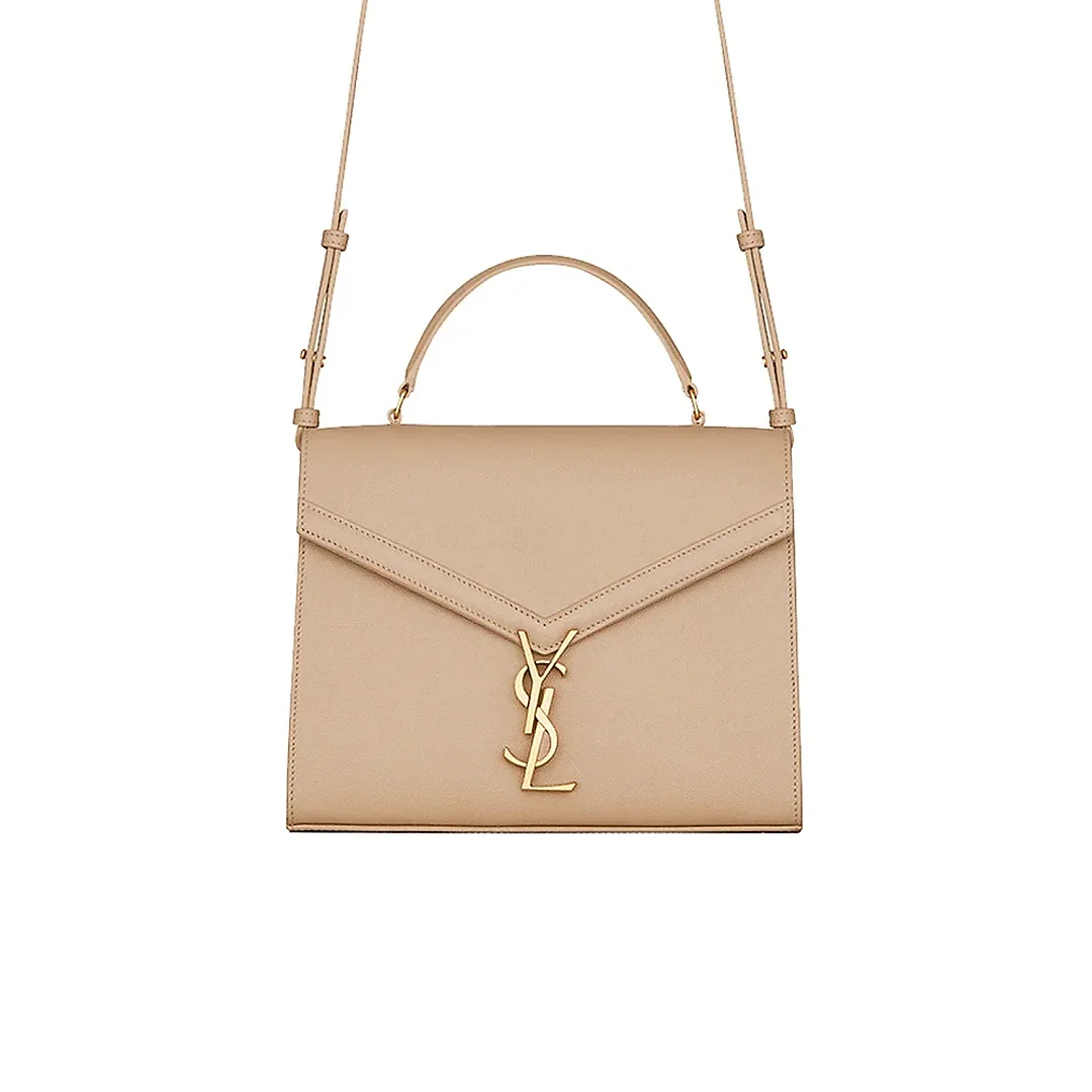 Y Cassandra Medium Top Handle in Grain de Poudre Embossed Leather