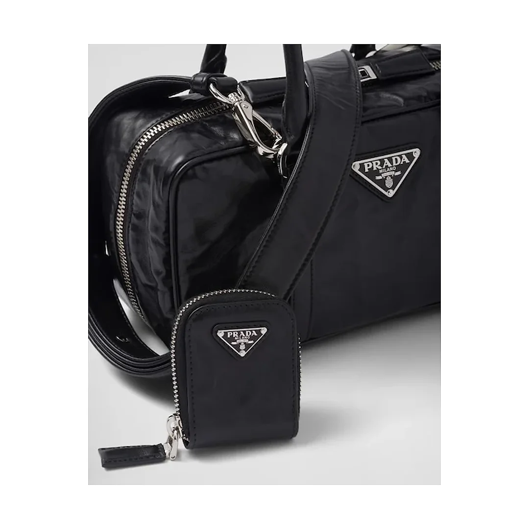 PP Small antique nappa leather top handle bag – Black