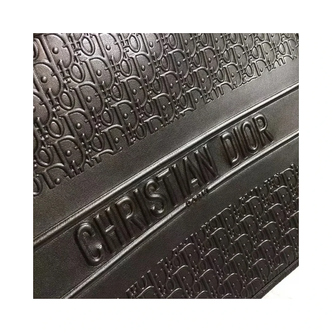 D Book Tote Bag In Black Oblique Embossed Calfskin