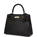 H Kelly Sellier 25 Black Ostrich Gold Hardware