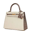 H Special Order (HSS) Kelly Sellier 25 Beton and Gris Asphalte Ostrich Gold Hardware