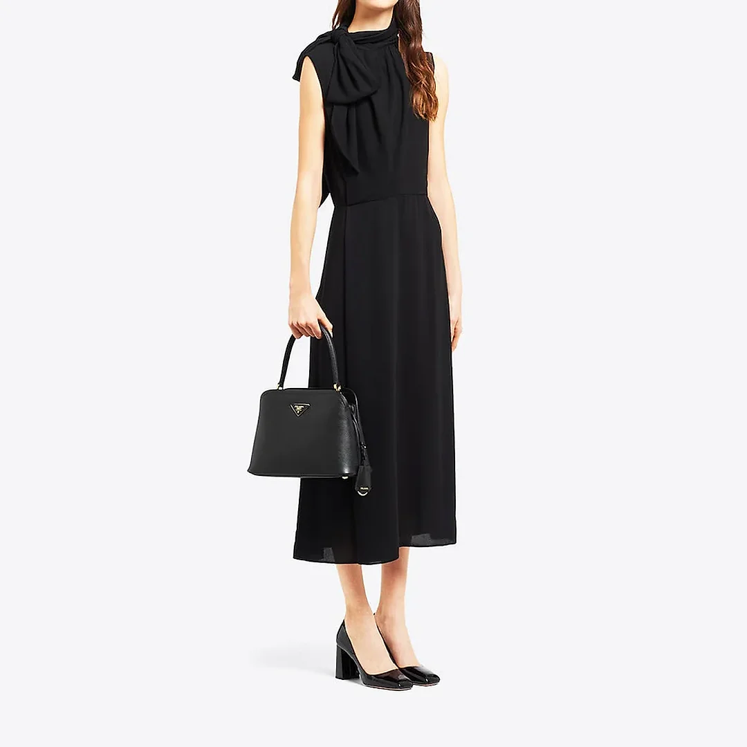 PP Medium Saffiano Leather PP Matin��e Bag in Black