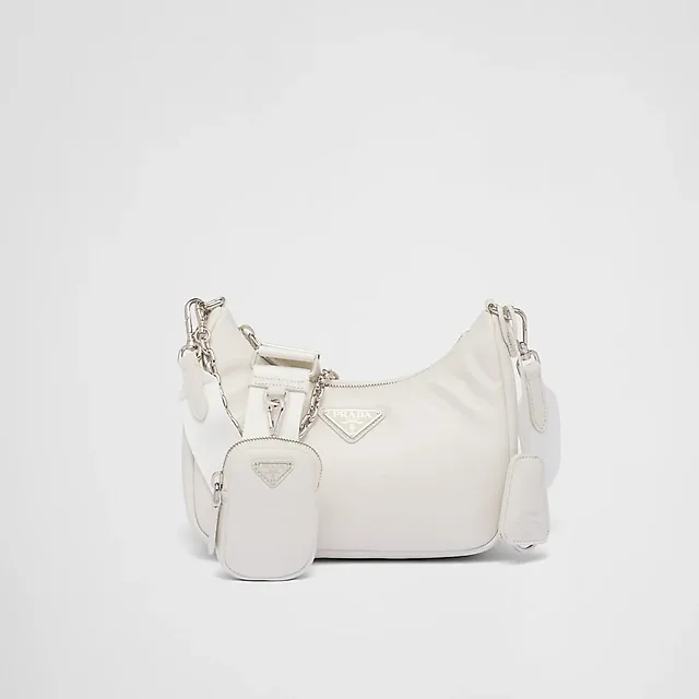 Padded nappa-leather PP Re-Edition shoulder bag – White