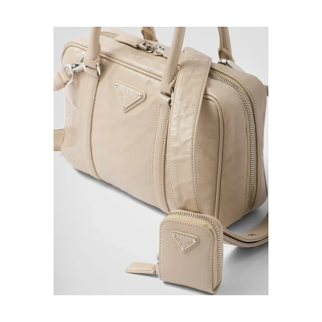 PP Medium antique nappa leather top handle bag – Desert Beige