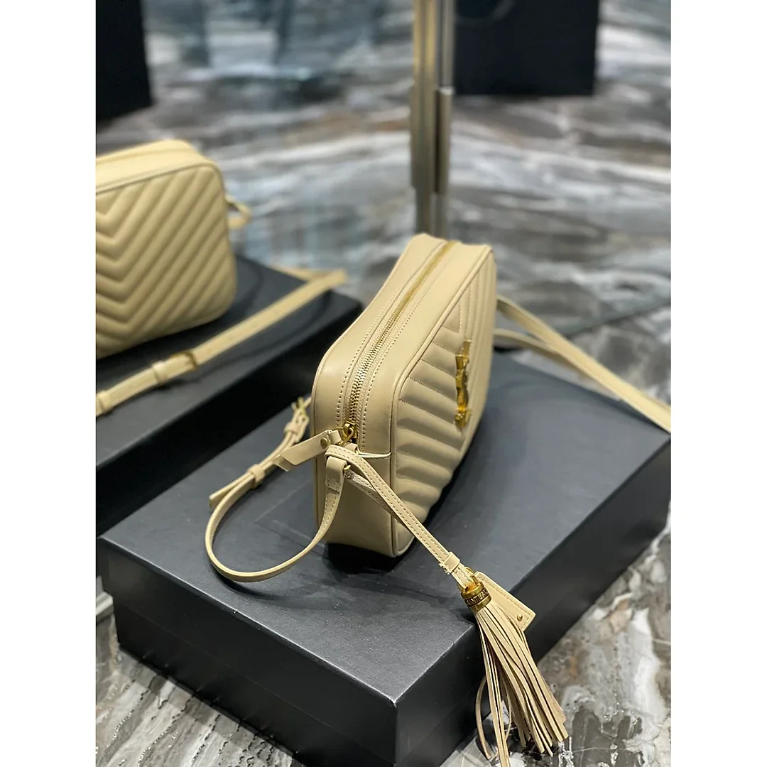 Y Lou Camera Bag Beige With Gold Toned Hardware