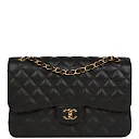 CC Jumbo Classic Double Flap Bag Black Caviar Gold Hardware