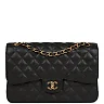 CC Jumbo Classic Double Flap Bag Black Caviar Gold Hardware