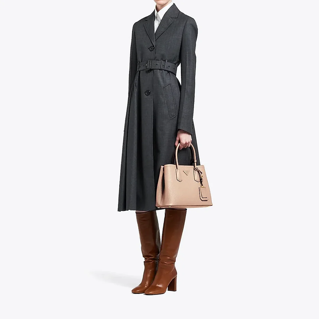 PP Small Saffiano Leather Double PP Bag in Powder Pink