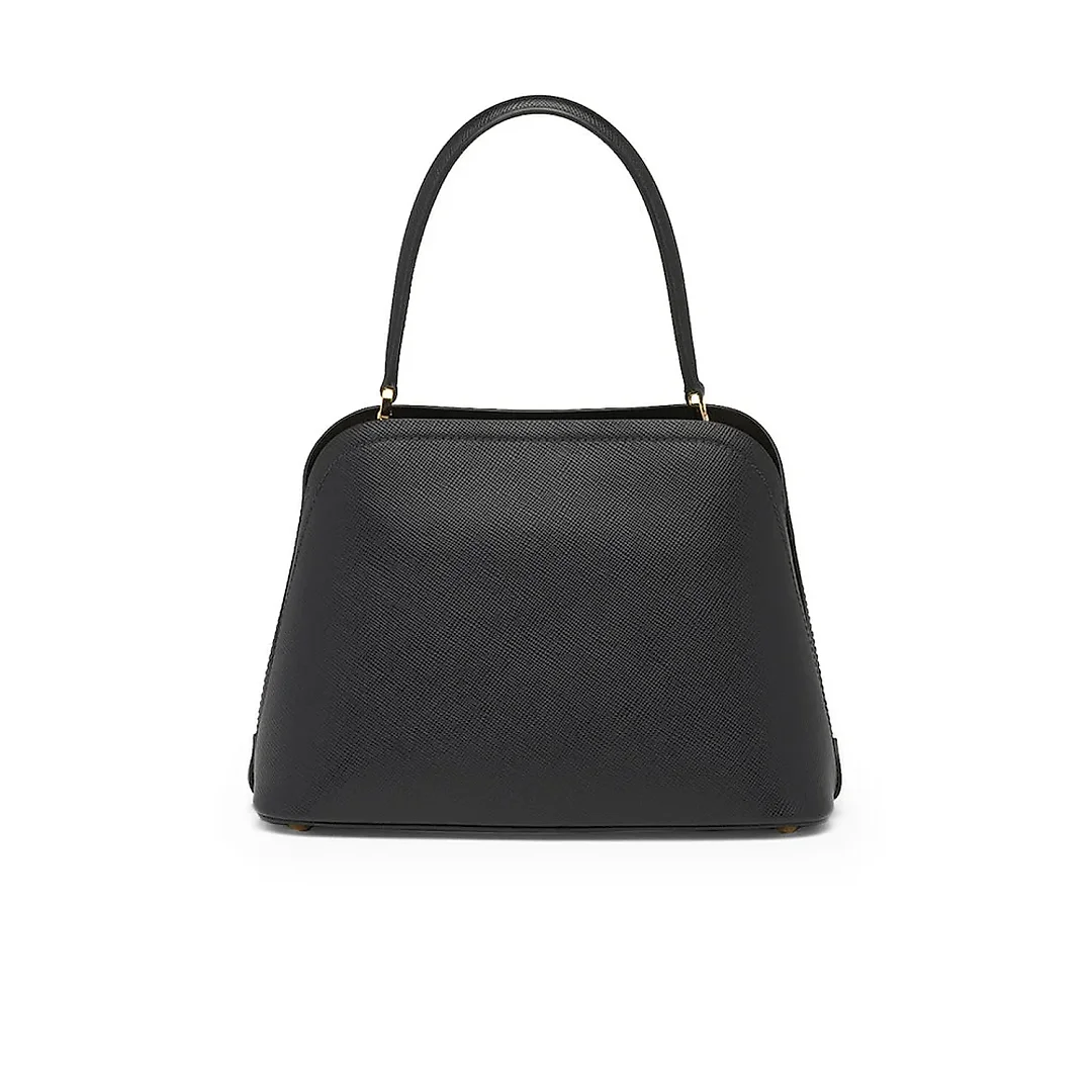 PP Medium Saffiano Leather PP Matin��e Bag in Black