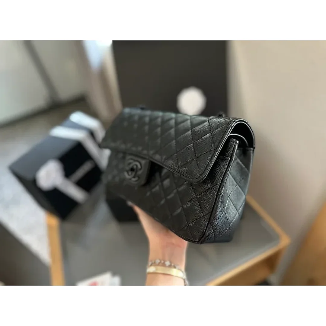 CC new arrival black caviar leather CF bag