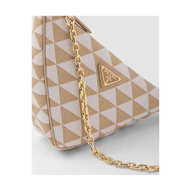 Embroidered fabric mini-bag – Beige/Chalk White