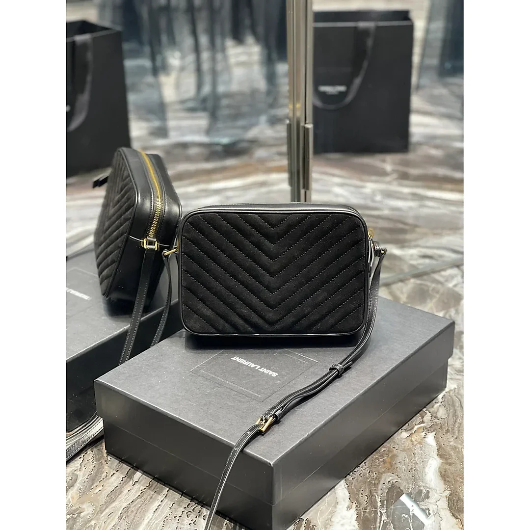 Y Lou Camera Bag Black With Gold Hardware