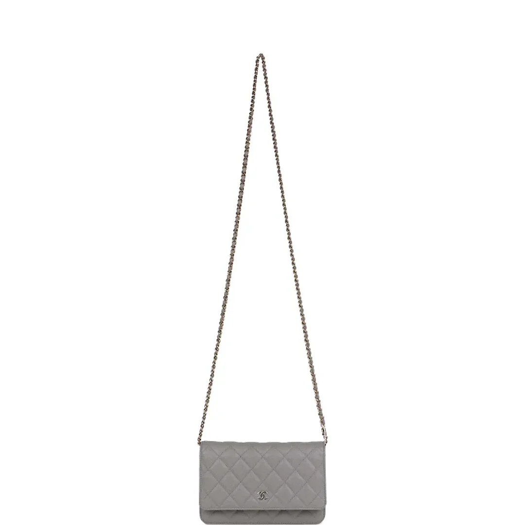 CC Wallet on Chain WOC Grey Caviar Light Gold Hardware